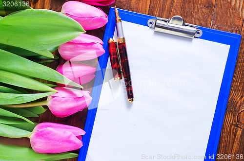 Image of tulips and note
