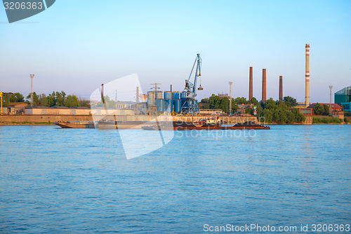 Image of Industrial cargo cranes in the dock