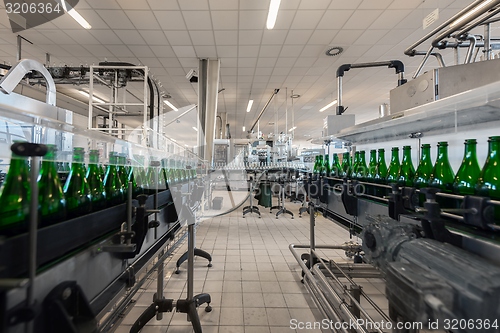 Image of Many bottles on conveyor belt