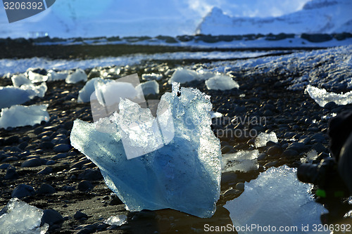 Image of Ice floes at glacier lagoon Jokulsarlon in the evening sun