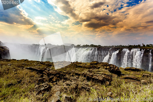 Image of The Victoria falls with dramatic sky HDR effect