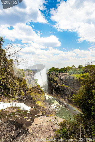 Image of The Victoria falls with mist from water