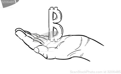 Image of bitcoin symbol and hand