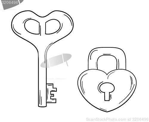 Image of key and lock with heart shape