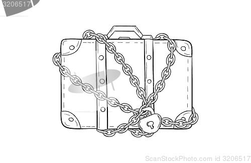 Image of suitcase with chain and lock