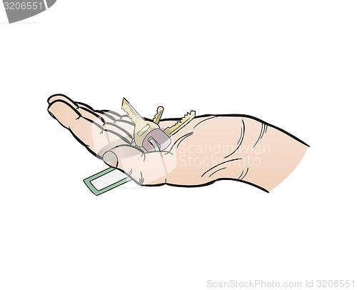 Image of human hand and keys