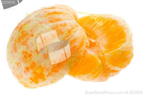 Image of Two halves of peeled orange

