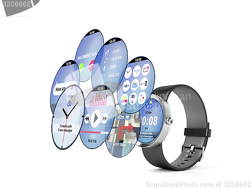 Image of Smart watch with different apps 