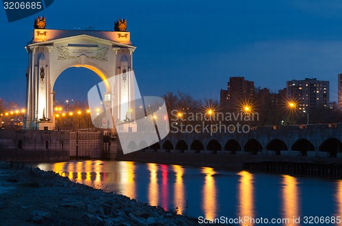 Image of View of sunset on first lock of Volga-Don Canal Lenin, Volgograd