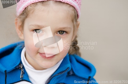 Image of Portrait of four-year girl in a hat