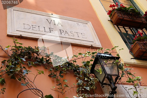 Image of Via Delle Paste - street name sign in Rome, Italy