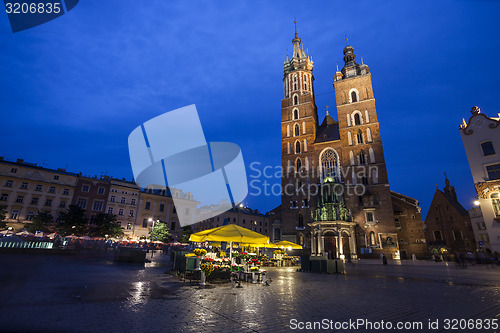 Image of Church of St. Mary in Krakow Main Market Square 