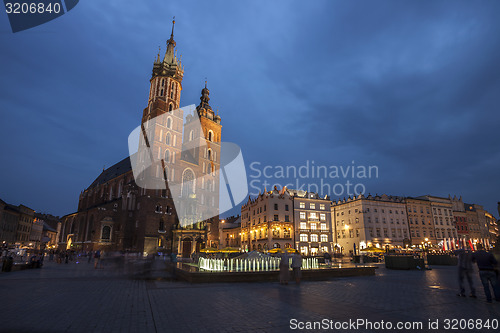 Image of Church of St. Mary in Krakow Main Market Square 