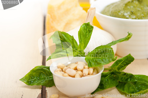 Image of Italian basil pesto sauce ingredients