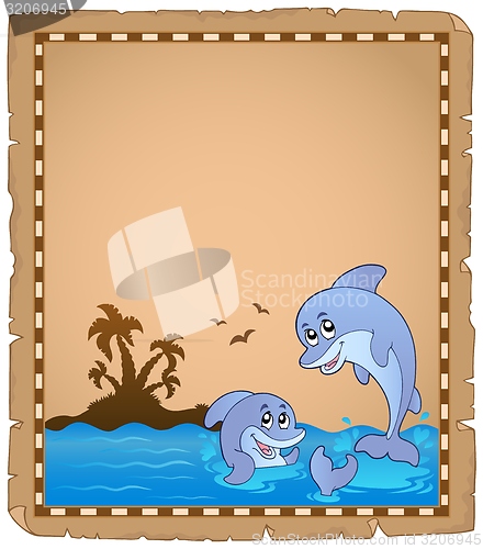 Image of Parchment with two dolphins