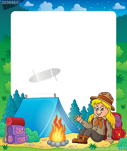 Image of Summer frame with scout girl theme 1