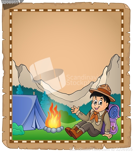 Image of Parchment with scout boy in mountain