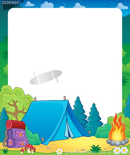 Image of Summer frame with camp site theme