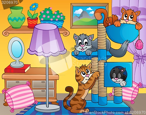 Image of Room with happy cats