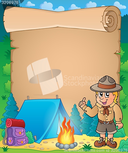 Image of Parchment with advising scout boy