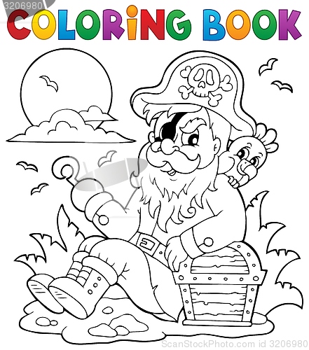 Image of Coloring book with sitting pirate
