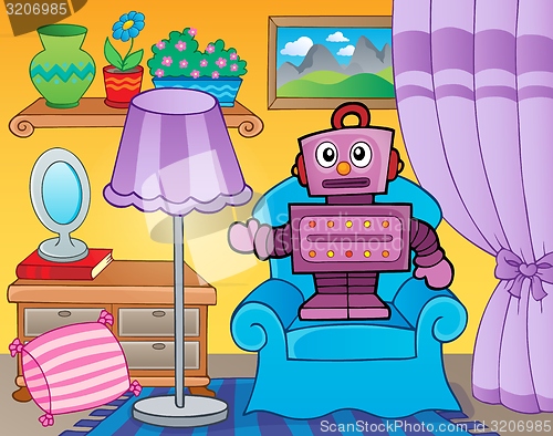 Image of Room with retro robot