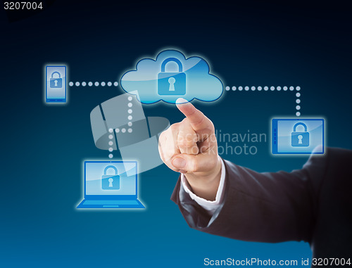 Image of Cloud Computing Security Metaphor In Blue