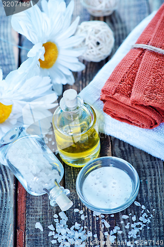 Image of sea salt and oil in bottles