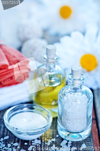 Image of sea salt and oil in bottles