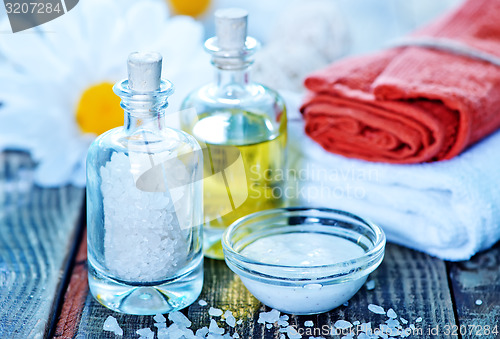 Image of sea salt and oil in bottles