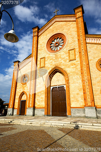 Image of  church  in  the villa cortese  old   closed brick tower sidewal