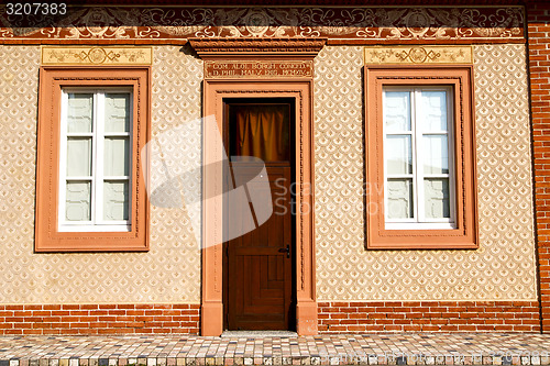 Image of brown door  europe    in  the milano   brick terrace