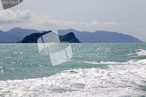 Image of   blue lagoon  stone in  water   south china sea