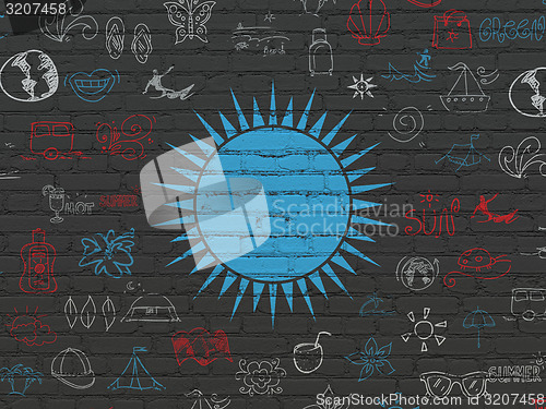 Image of Tourism concept: Sun on wall background