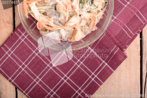 Image of Fresh salad on glass bowl