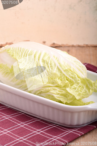 Image of Cabbage chopped in glass bowl