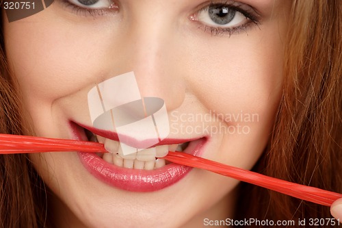 Image of Woman with chewing gum