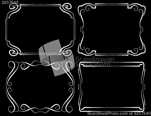 Image of Set of vector framework. White on black