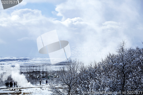 Image of Geyser landscape in winter in Iceland