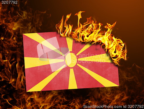 Image of Flag burning - Macedonia