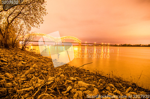 Image of  Hernando de Soto Bridge - Memphis Tennessee at night