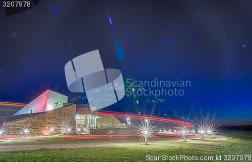 Image of gray county texas safety rest area at night