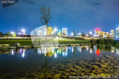 Image of Skyline of Birmingham Alabama from Railroad Park