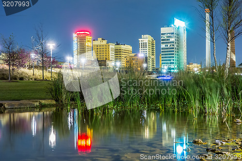 Image of Skyline of Birmingham Alabama from Railroad Park