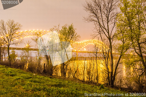 Image of  Hernando de Soto Bridge - Memphis Tennessee at night
