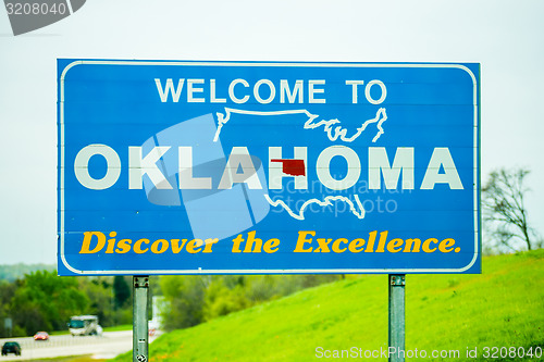 Image of welcome to oklahoma highway state sign