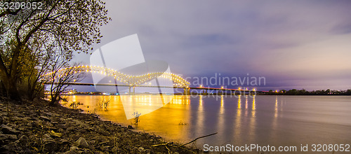 Image of  Hernando de Soto Bridge - Memphis Tennessee at night