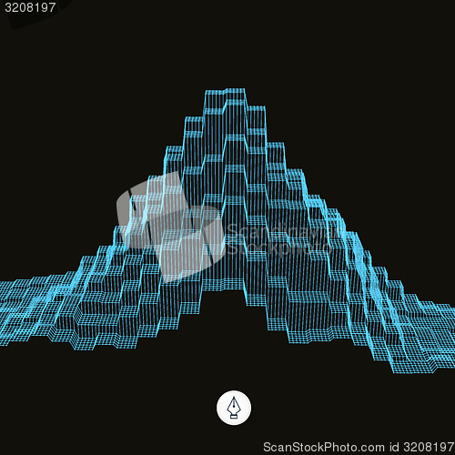 Image of Abstract landscape background. Cyberspace grid. 