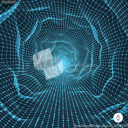 Image of Abstract tunnel grid. 3d vector illustration. 