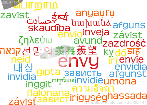 Image of Envy multilanguage wordcloud background concept